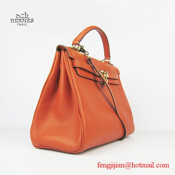 Hermes Kelly 32cm Togo Leather Bag Orange 6108 Gold Hardware Hermes Kelly 32cm Togo Leather Bag Orange 6108 Gold Hardware